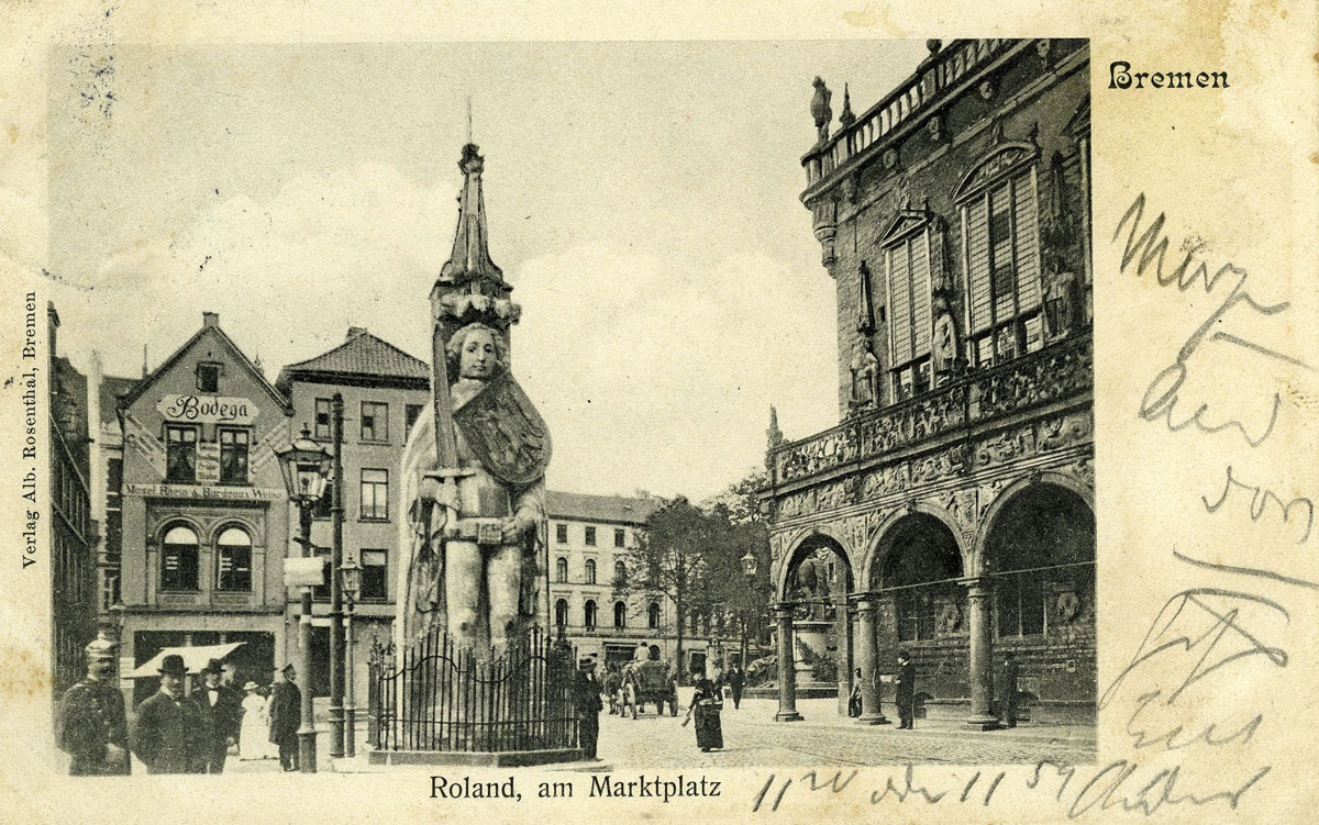 Rolandsäule vor dem Bremer Rathaus#Pratyeka - Eigenes Werk, CC BY-SA 3.0, https://commons.wikimedia.org/w/index.php?curid=27305246